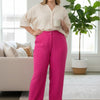 High-Rise Linen-Blend Straight Leg Pants
