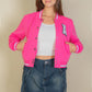 Ezwear Letter Patched Crop Varsity Jacket