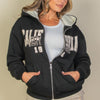 Graphic Drop Shoulder Zipper Up Hoodie