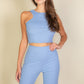 Ribbed Cropped Top And Bootcut Pants Sets