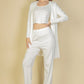 Flat Back Rib 3 Pieces Cami Top With Pants And Long Cardigan Set