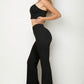 Bustier Crop Top & Front Slit Wide Leg Pants Set