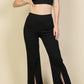 Bustier Crop Top & Front Slit Wide Leg Pants Set