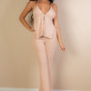 Split Front Backless Halter Top & Flare Pants Set