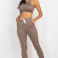 Crop Tank Top & Ruched Pants Set