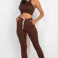 Crop Tank Top & Ruched Pants Set