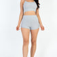 Ribbed Cami Crop Top & Ruched Shorts Set