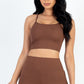 Ribbed Cami Crop Top & Ruched Shorts Set