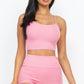 Ribbed Cami Crop Top & Ruched Shorts Set