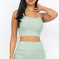 Ribbed Cami Crop Top & Ruched Shorts Set