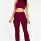 Ribbed Mock Neck Crop Tank Top & Bootcut Pants Set