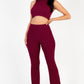 Ribbed Mock Neck Crop Tank Top & Bootcut Pants Set