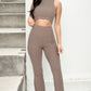 Ribbed Mock Neck Crop Tank Top & Bootcut Pants Set