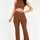 Ribbed Mock Neck Crop Tank Top & Bootcut Pants Set