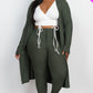 Plus Size Ribbed Long Cardigan & Leggings Set