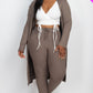 Plus Size Ribbed Long Cardigan & Leggings Set