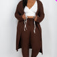 Plus Size Ribbed Long Cardigan & Leggings Set