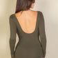 Scoop Neck Solid Long Sleeve Bodysuit