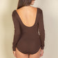 Scoop Neck Solid Long Sleeve Bodysuit