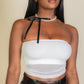 Cropped Strapless Top With Mesh