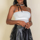 Cropped Strapless Top With Mesh