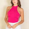 Ribbed Halter Neck Backless Top