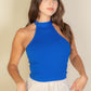 Ribbed Halter Neck Backless Top