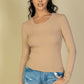 Ribbed Crew Neck Long Sleeve Tee