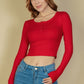 Ribbed Button Up Long Sleeve Crop Top