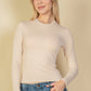 Ribbed Round Neck Long Sleeve Top