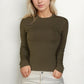 Ribbed Round Neck Long Sleeve Top