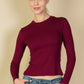 Ribbed Round Neck Long Sleeve Top