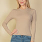 Ribbed Round Neck Long Sleeve Top