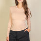 Ribbed Round Neck Long Sleeve Top