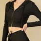 Ribbed Crop Zip Hoodie