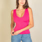 Ribbed V-neck Sleeveless Top