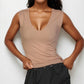 Ribbed V-neck Sleeveless Top