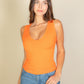 Ribbed V-neck Sleeveless Top