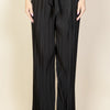 Pleated Stretch Crepe Pull-on Wide Leg Tie Front Pants