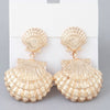 Double Clamshell Drop Earrings