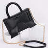 Faux Leather Ribbon Top Handle Bag