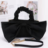 Nylon Top Handle Bag With Bow Front Clutch