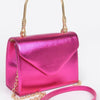 Metallic Metal Handle Crossbody Bag