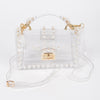 Transparent Single Handle Clutch W/faux Pearl