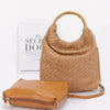 Faux Straw Bamboo Handle Handbag