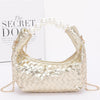 Metallic Braided Pearl Handle Bag