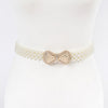 Elastic Pearl Waist Belt W/ribbon Buckle