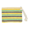 Rope Handle Multicolor Striped Straw Crochet Pouch