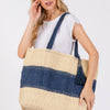 Two Tone Woven Straw Bag