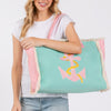 Embroidered Anchor Patch Fringe Tote Bag